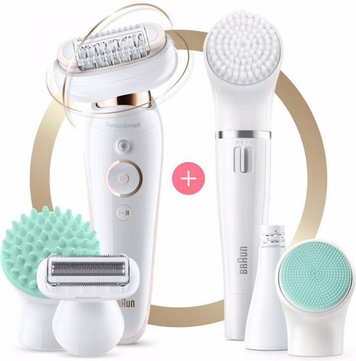 Braun Silk épil 9 Flex 9 300 Beautyset Epilator Met Flexibele Kop Voor Ontharen, Wit/goud