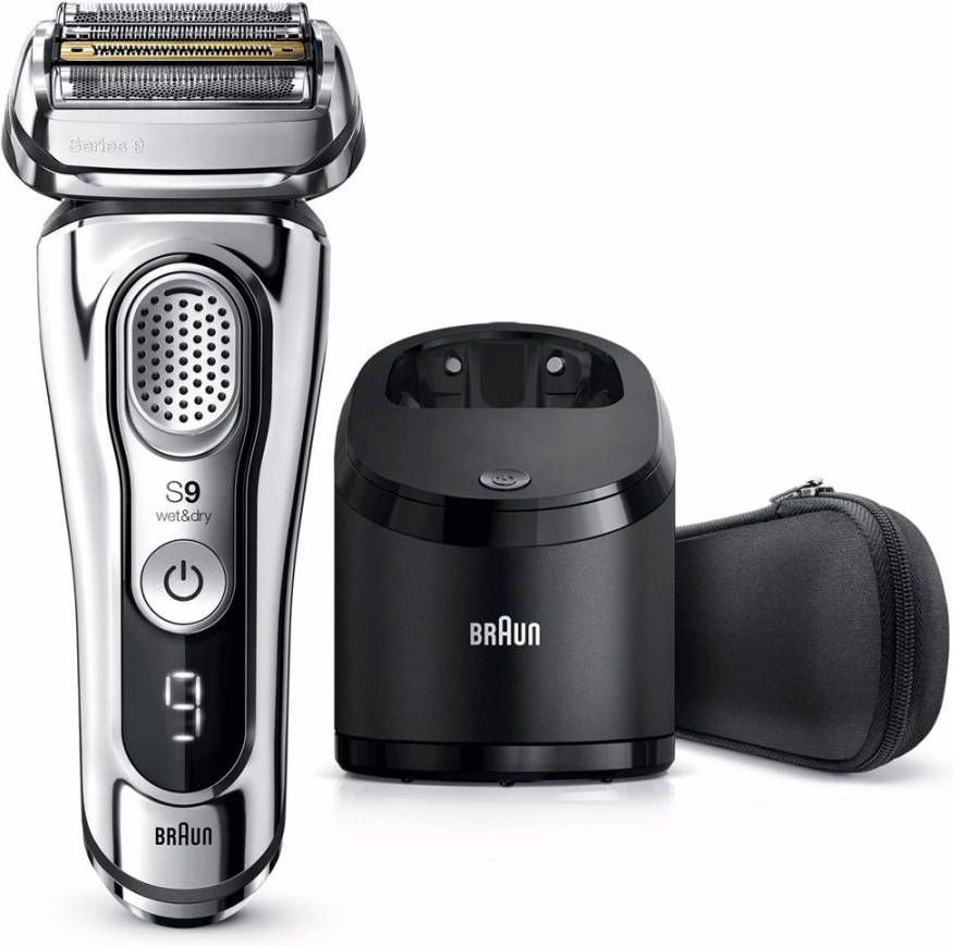 Braun Series 9 9395CC Chrome Wet & Dry scheerapparaat + Clean & Charge station