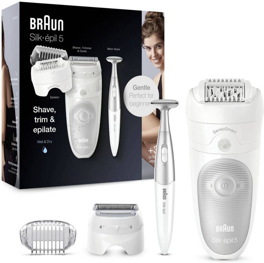 Braun Epilator Silk épil 5 805 Micro grip pincetten technologie, Wet & Dry epileren, zwenkbaar hoofd