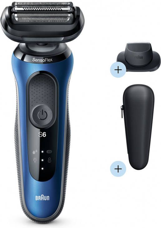 Braun Series 6 Scheerapparaat met scheerblad Trimmer Blauw
