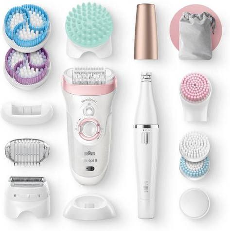 Braun Epilator Silk épil Deluxe Beauty Set 9 995 Deluxe 9 in 1 draadloze wet&dry ontharing voor gezicht en lichaam